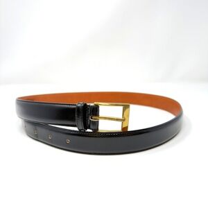 Christopher Hayes Leather Dress Belt Brass Buckle Black Size 32